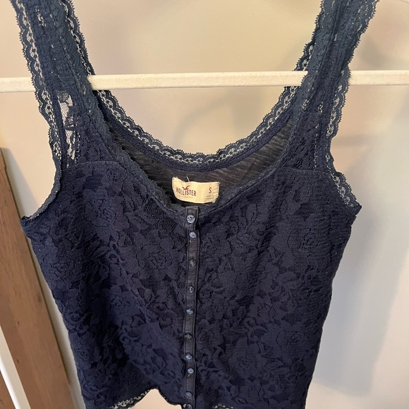 Hollister Tops - Hollister Navy Lace Tank Top